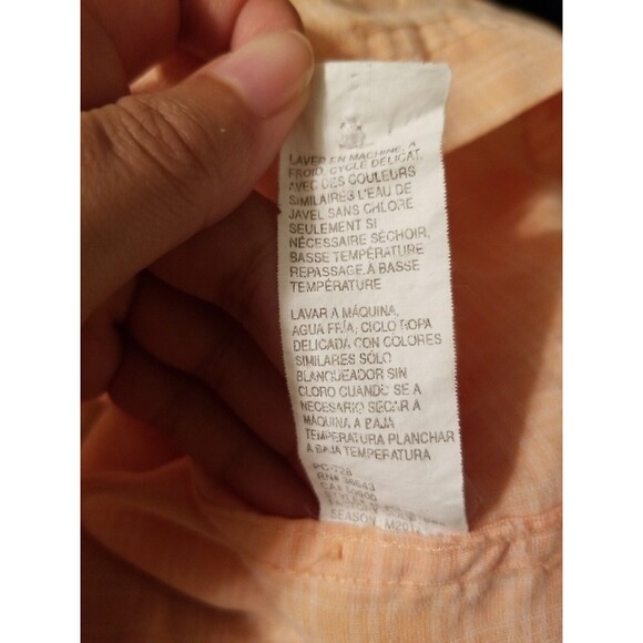 IZOD Luxury Sport Size M Men's Orange Striped Shirt Button Down Short Sleeve Top - Picture 7 of 7